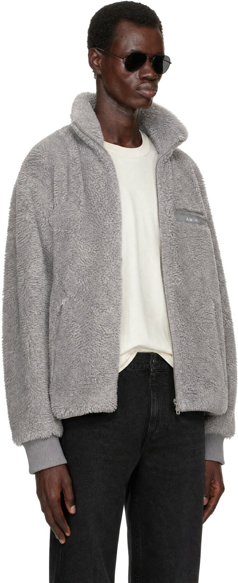 AMIRI Gray Fuzzy Track Jacket