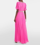 Self-Portrait Embellished plissé chiffon maxi dress