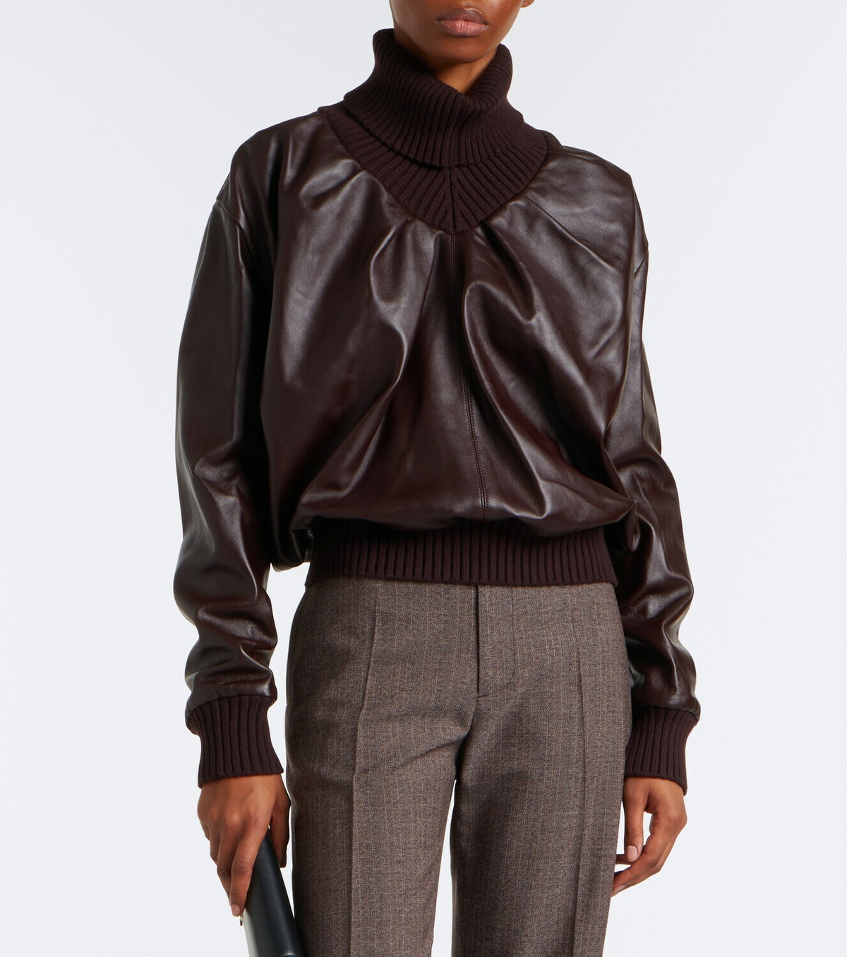 Victoria Beckham Leather turtleneck top