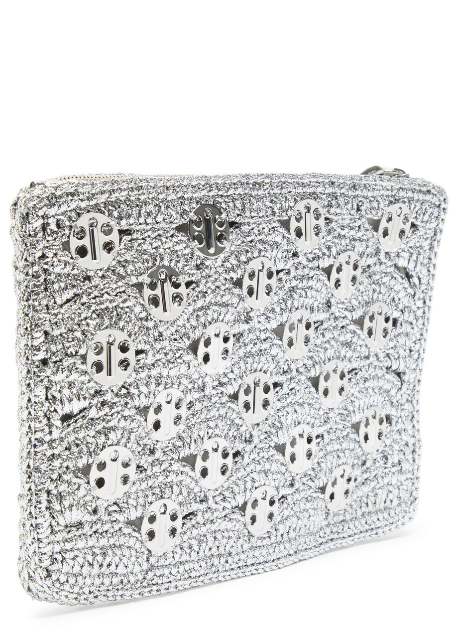 Rabanne Embellished Lurex Raffia Pouch - Silver - One Size