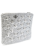 Rabanne Embellished Lurex Raffia Pouch - Silver - One Size