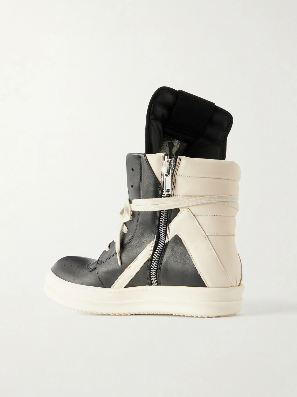 Rick Owens - Geobasket Panelled Leather and Rubber Sneakers - Black