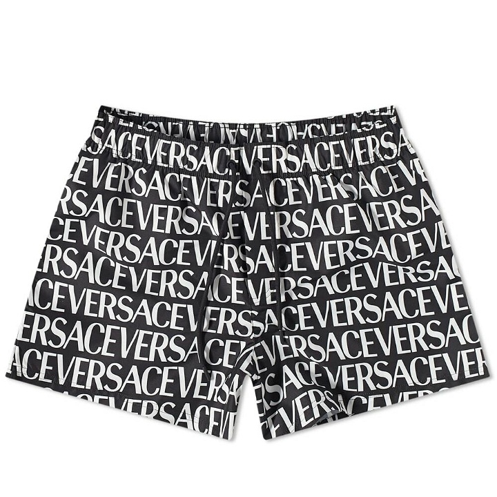 Photo: Versace Men's All Over Logo Swim Short in Black