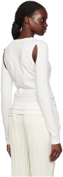 Helmut Lang White Cutout Sweater