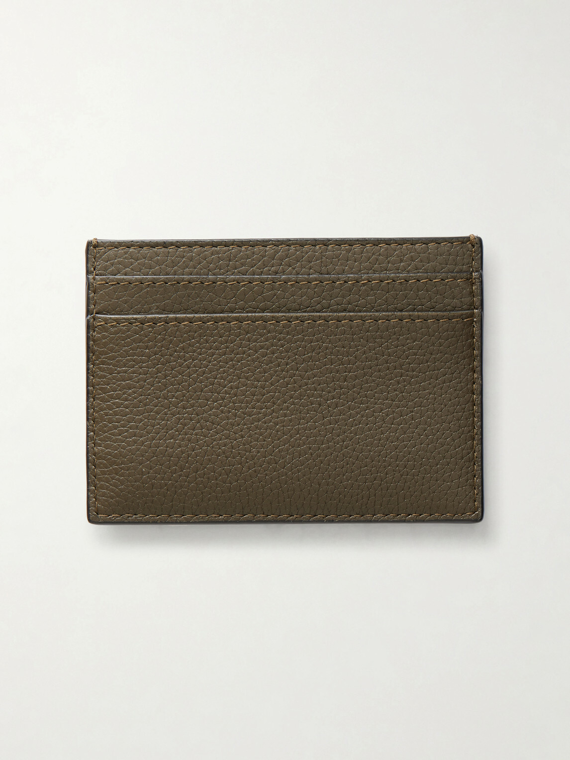SAINT LAURENT - Tiny Cassandre Logo-Appliquéd Full-Grain Leather Cardholder