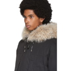 Yves Salomon - Army Black Down and Fur Puffer Jacket