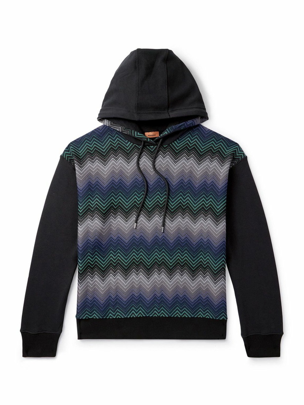 Photo: Missoni - Jacquard-Panelled Cotton-Jersey Hoodie - Black