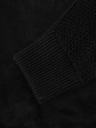 Zegna - Suede-Trimmed Textured-Cashmere Jacket - Black