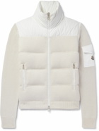 Moncler - Logo-Appliquéd Shell-Trimmed Quilted Wool-Blend Zip-Up Down Cardigan - White