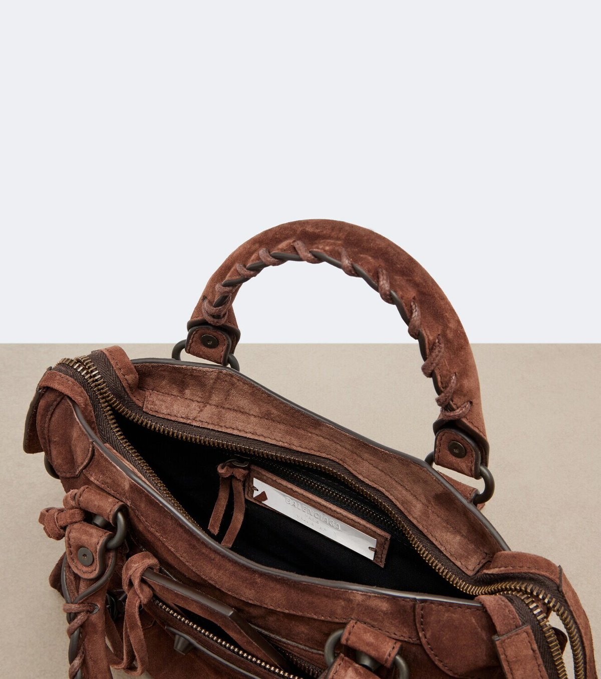 Balenciaga Le City Mini suede top-handle bag