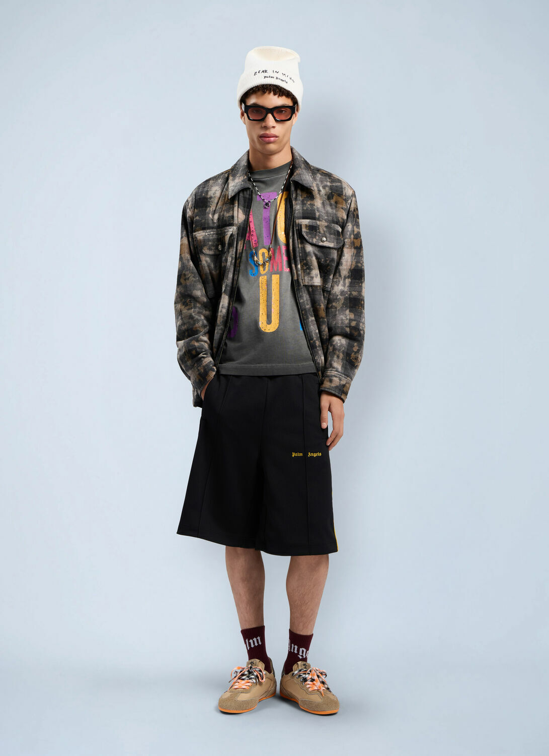 Palm Angels Curved Logo Check Overshirt
