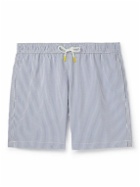 Hartford - Straight-Leg Mid-Length Striped Seersucker Swim Shorts - Blue