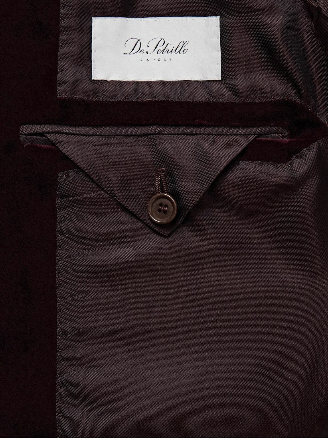 De Petrillo - Slim-Fit Shawl-Lapel Double-Breasted Cotton-Velvet Tuxedo Jacket - Burgundy