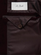 De Petrillo - Slim-Fit Shawl-Lapel Double-Breasted Cotton-Velvet Tuxedo Jacket - Burgundy