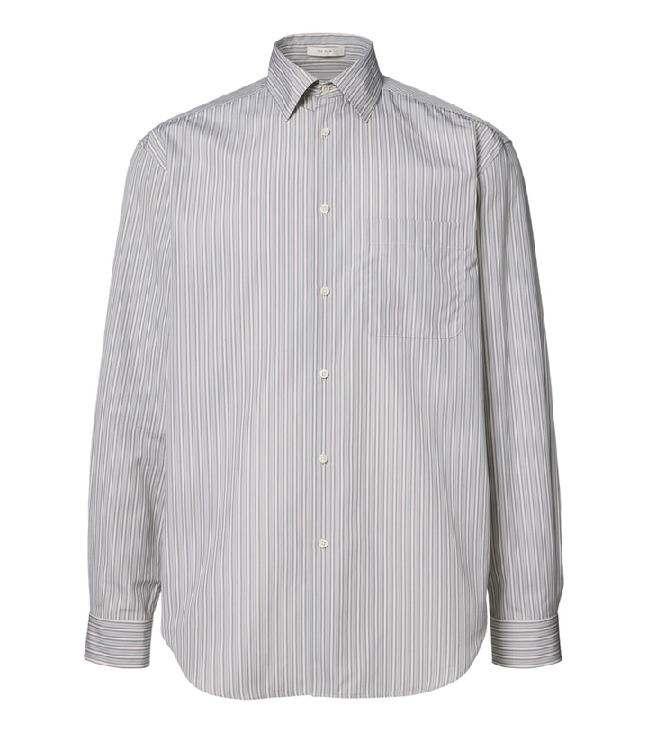 Photo: The Row Uday striped cotton poplin shirt