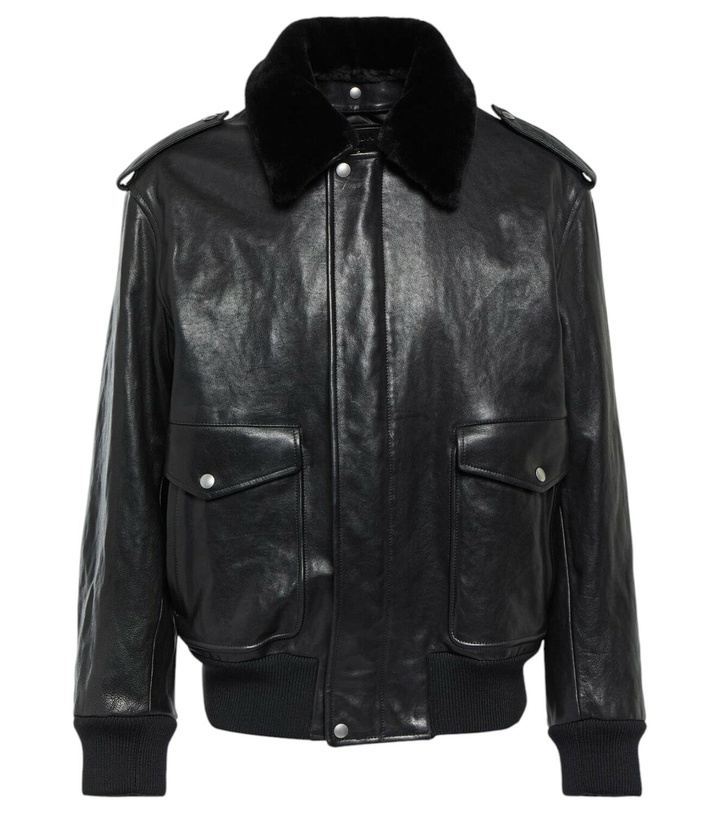 Photo: Prada Faux fur-trimmed leather jacket