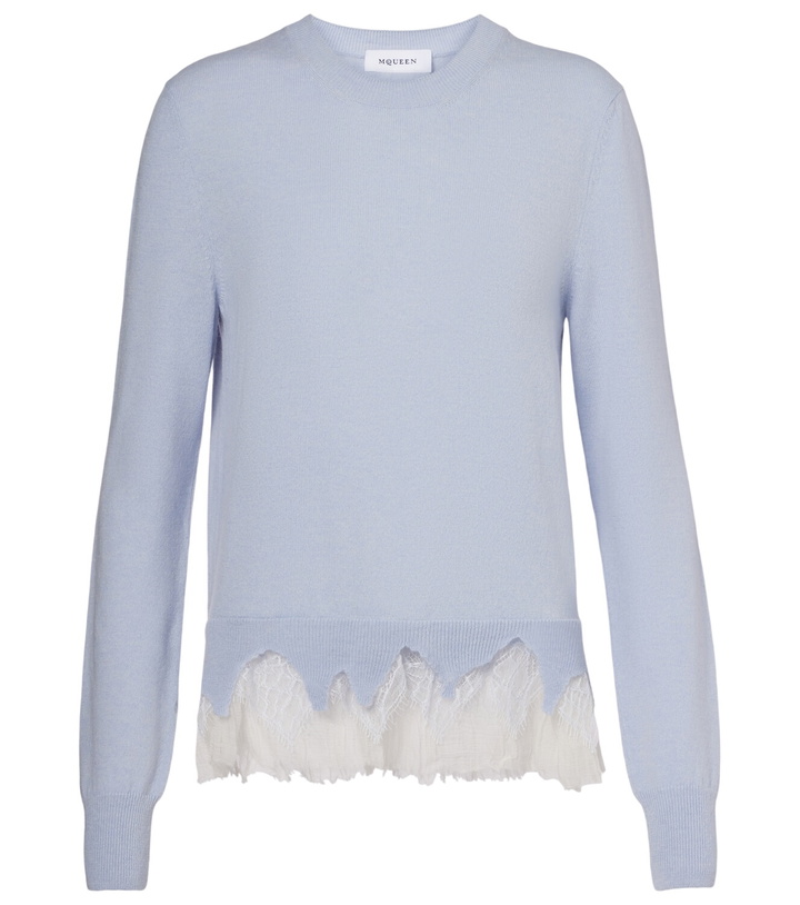 Photo: McQueen Lace-trimmed wool and cashmere sweater