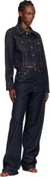 Victoria Beckham Navy Cropped Denim Jacket