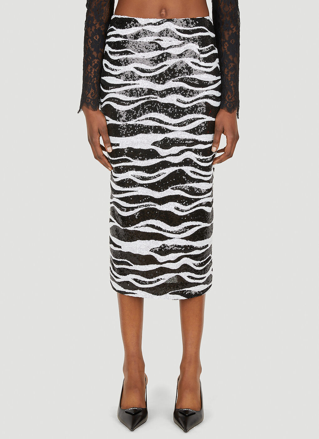 Zebra sequin shop midi skirt