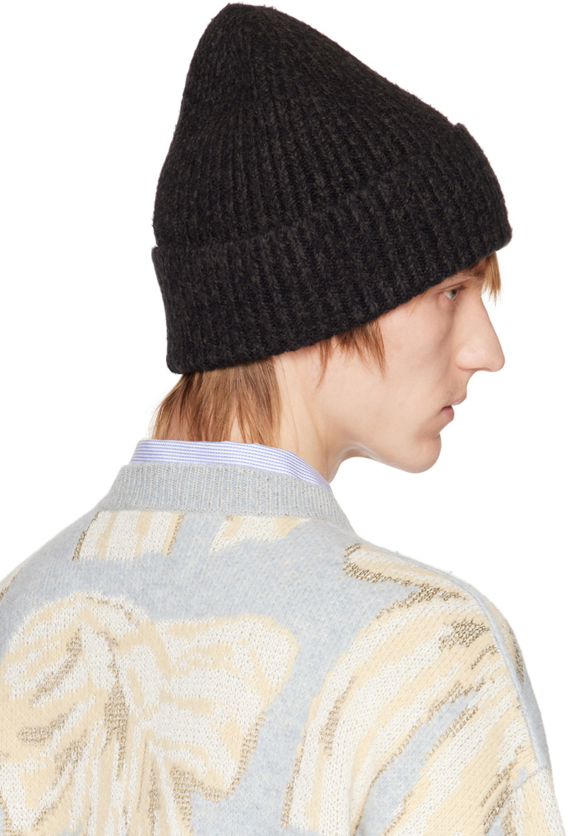 Acne Studios Black Rib Knit Beanie Acne Studios