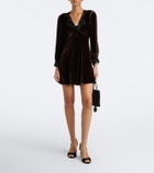 Rixo Carolina lace-trimmed velvet minidress