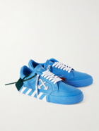 Off-White - Suede-Trimmed Full-Grain Leather Sneakers - Blue