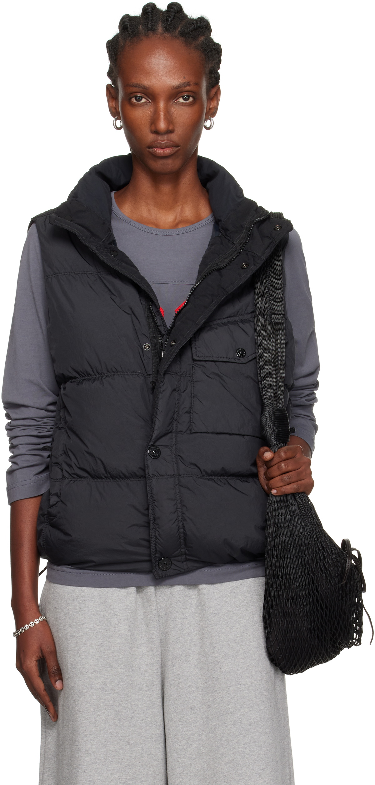 Stone Island Black G100003 Crinkle Reps Recycled Nylon Down Vest