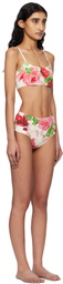 Blumarine Off-White & Pink Peony-Printed Viscose Bikini