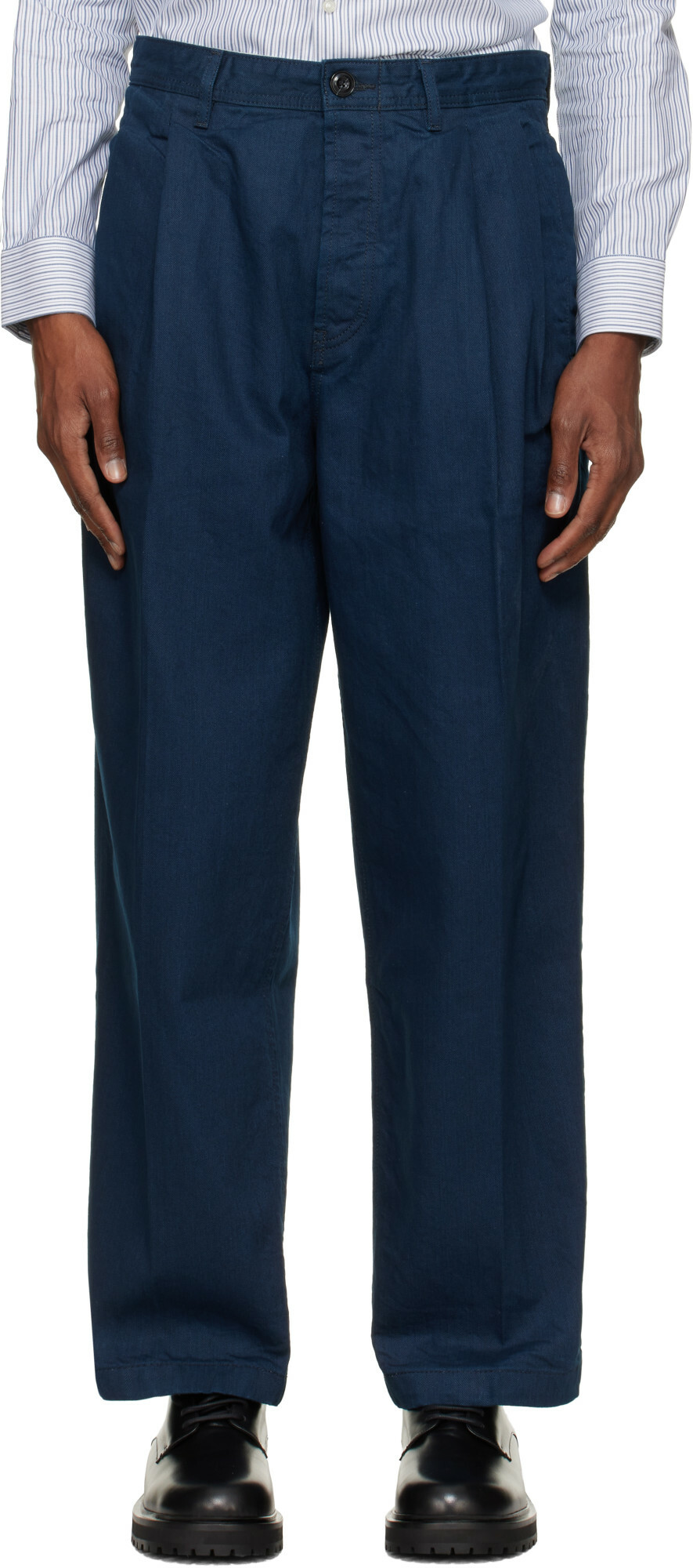 Hugo Navy Relaxed-Fit Soft Cotton Jeans