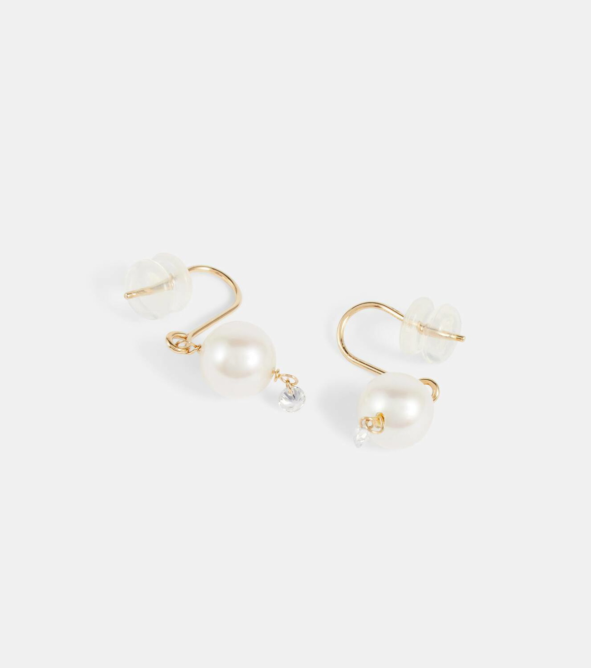 Persée 18kt gold pearl drop earrings with diamond