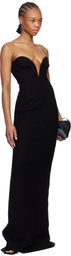 Mônot Black Bustier Crêpe Maxi Dress