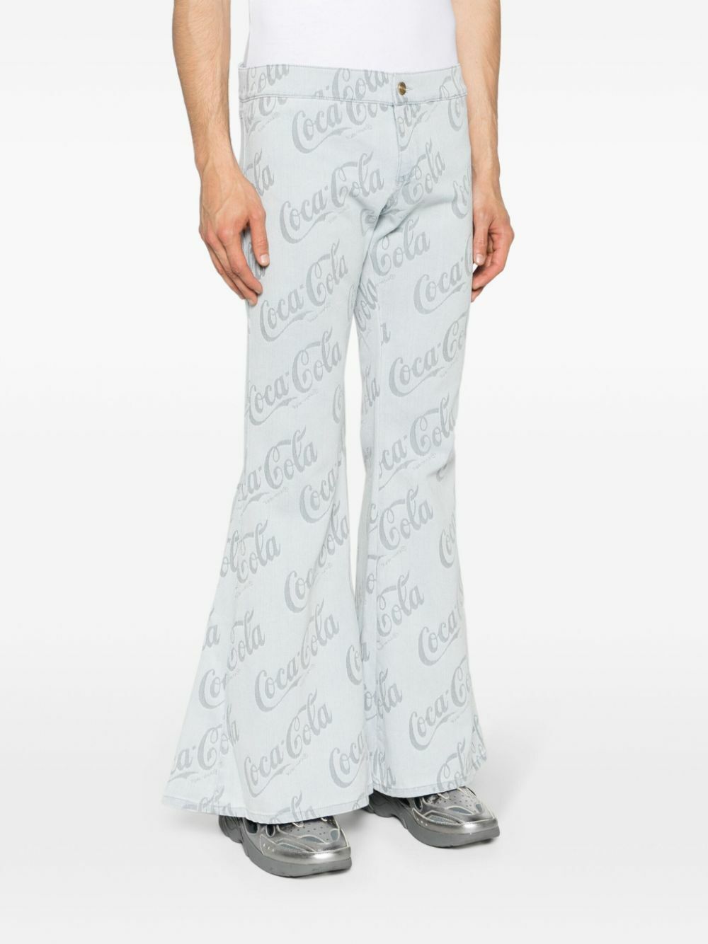 ERL X Coca Cola Cool Grey Low-Rise Flared Jeans