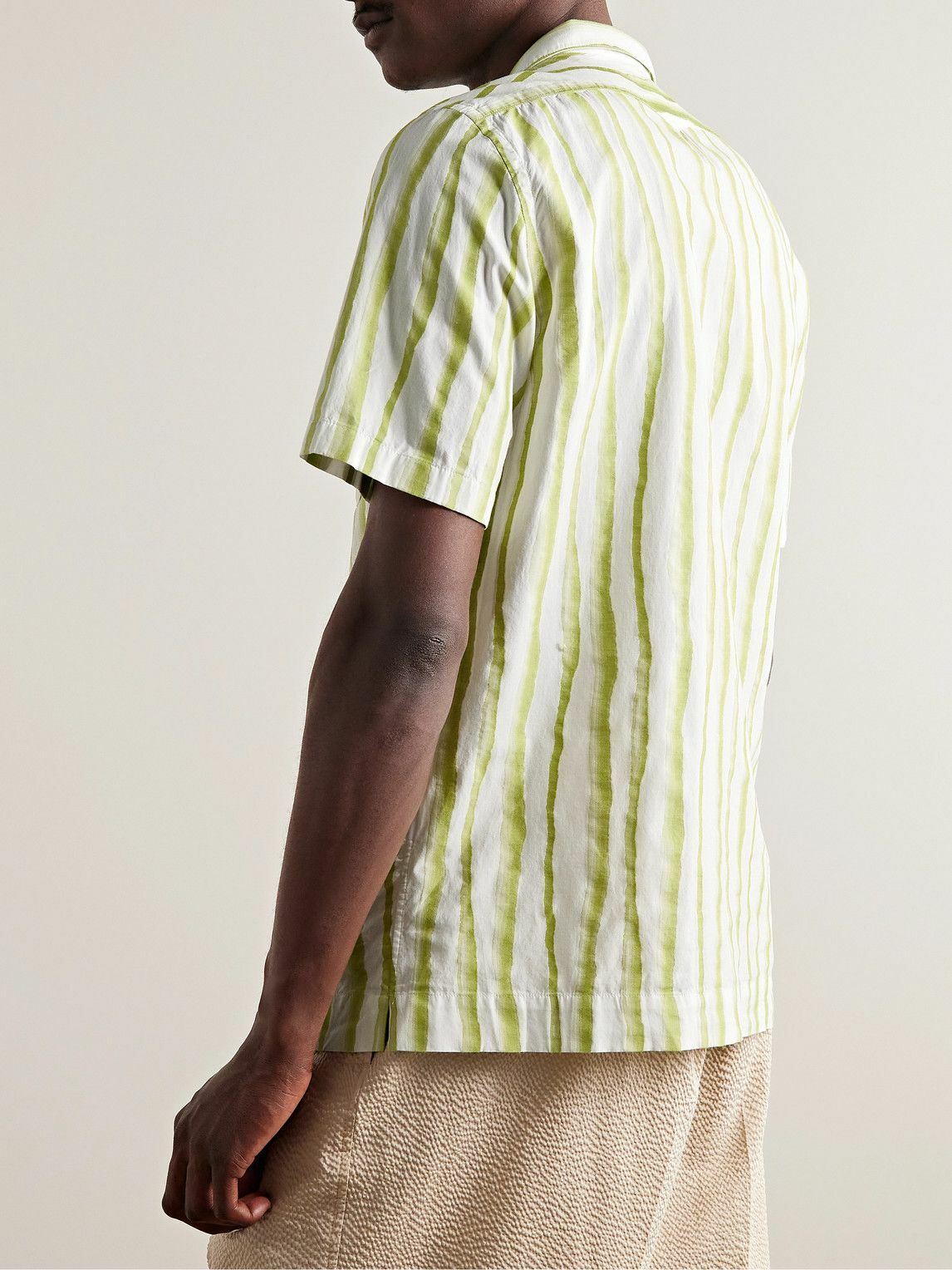 Massimo Alba - Venice Camp-Collar Striped Cotton-Jacquard Shirt - Green