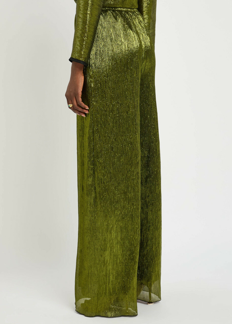 Forte_forte Lamé Voile Trousers Green
