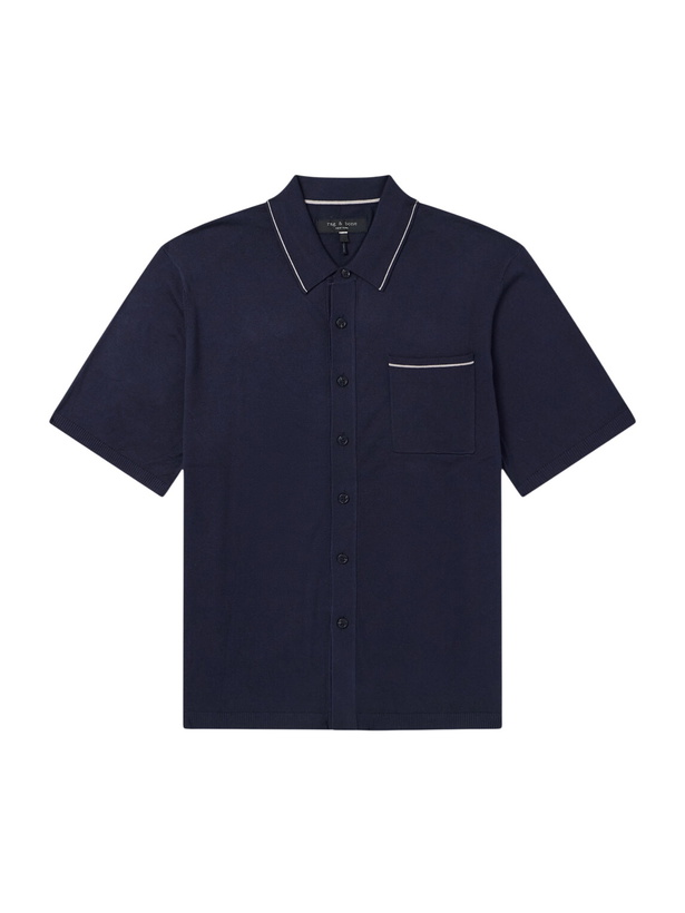 Photo: Rag & Bone - Conrad Cotton and Silk-Blend Polo Shirt - Blue