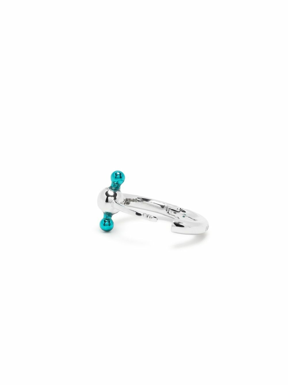 EÉRA 18K White Gold Blue Bar Mini Single Hoop Earring