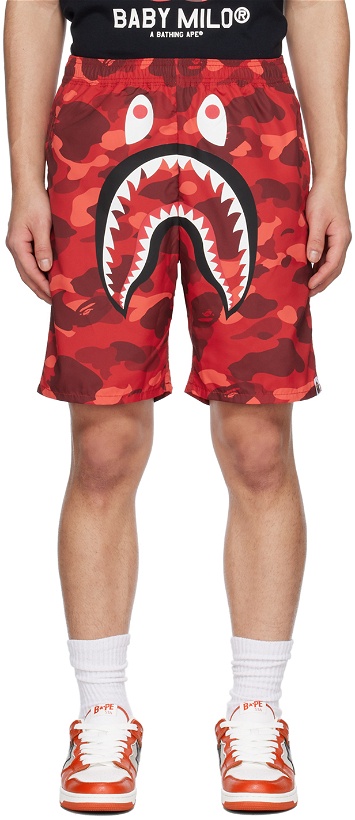 Photo: BAPE Red Camo Shark Shorts