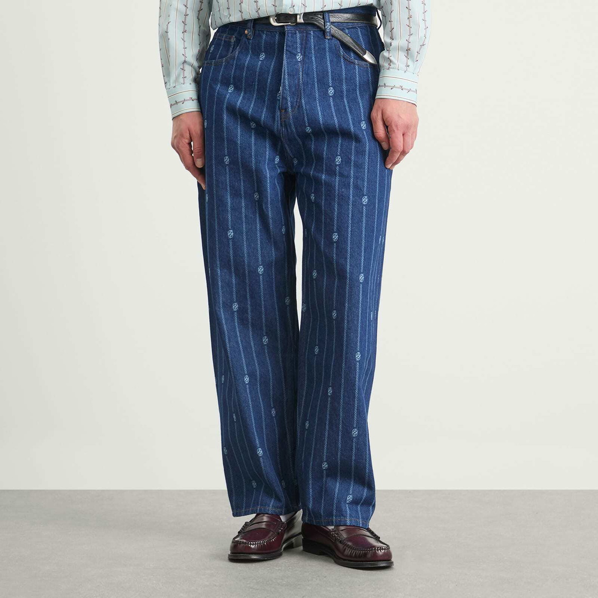 Drôle de Monsieur Men's Drole De Monsieur Monogram Denim Jeans in Stone Wash