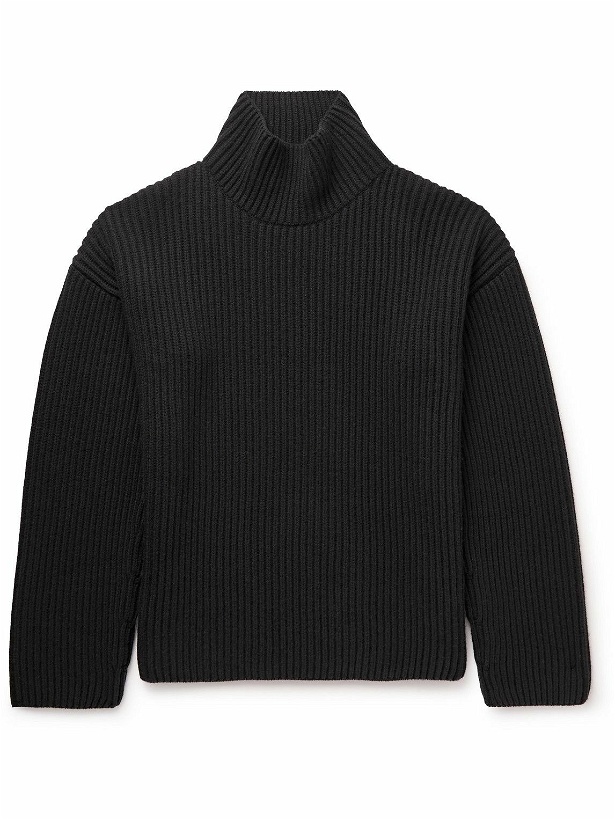Photo: The Row - Manlio Ribbed Cashmere Rollneck Sweater - Black