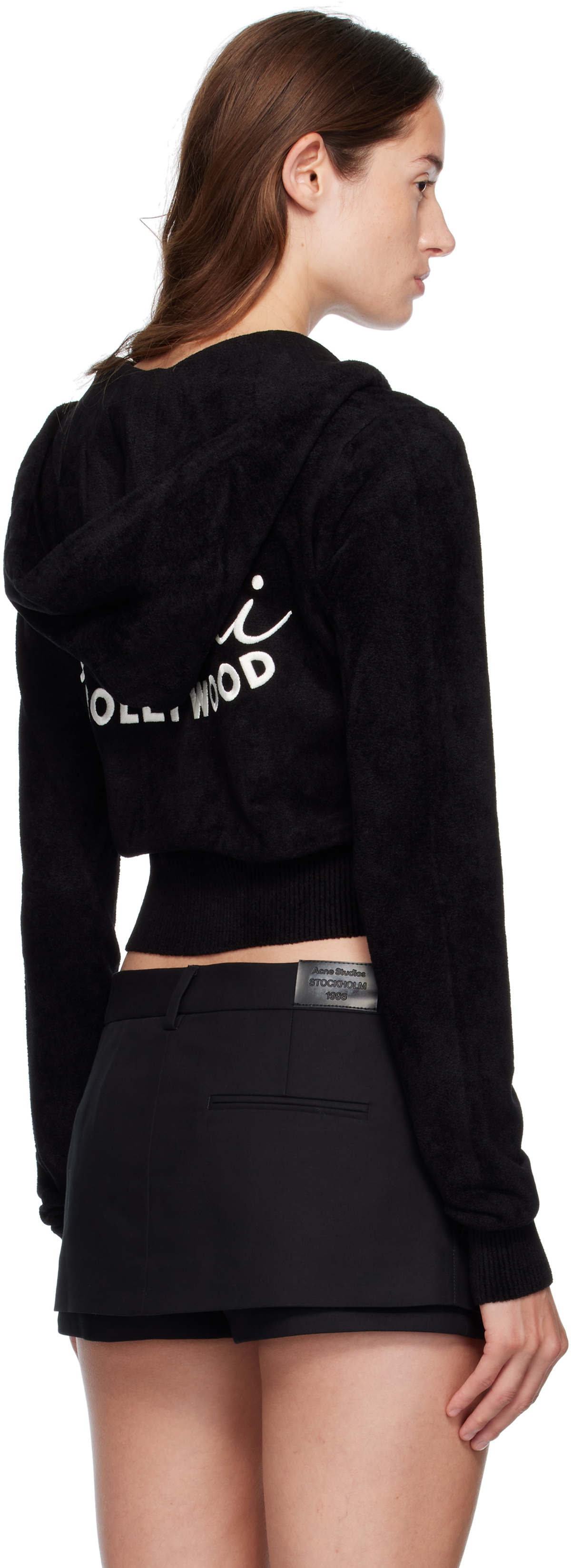 AMIRI Black 'Club AMIRI' Cropped Hoodie
