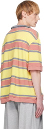 ANDREJ GRONAU Pink & Yellow Striped Polo