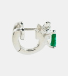 Repossi Serti Sur Vide 18kt white gold single earring with diamonds and emerald