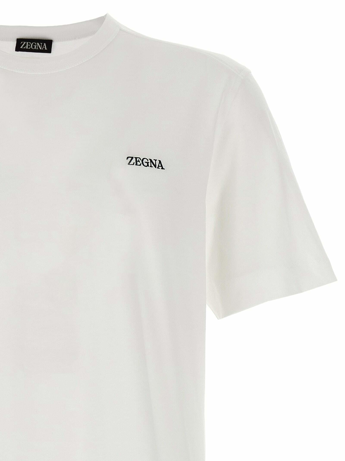 Tシャツ・カットソー ZEGNA COTTON T-SHIRT WITH LOGO EMBROIDERY Zegna logo-embroidered Cotton T-shirt | Blue | FARFETCH