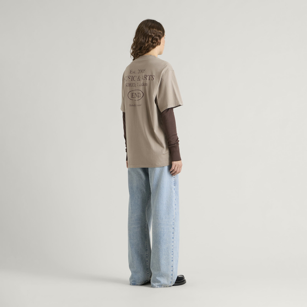 END. Worn Established T-shirt in Khaki