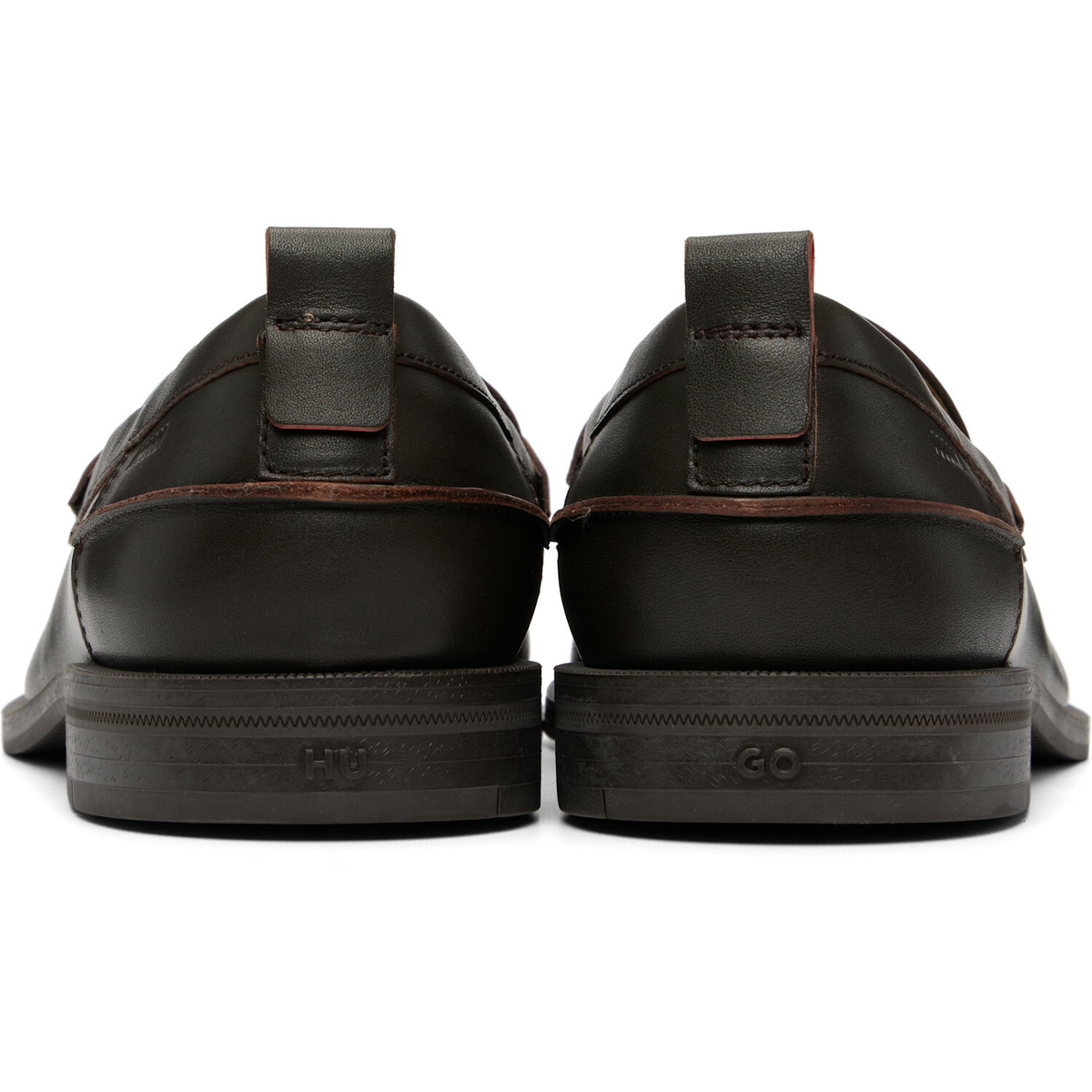 Hugo Brown Leather Penny Trim Loafers