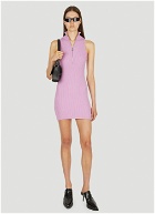 Zip Front Ribbed Knit Dress in Pink