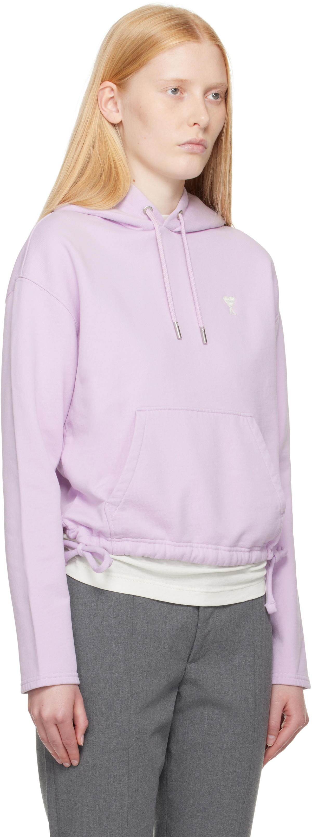 AMI Paris Purple Cotton Ami de Coeur Hoodie