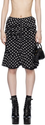 Anna Sui Black Polka Dot Ruched Midi Skirt