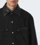Lemaire Leather-trimmed denim overshirt