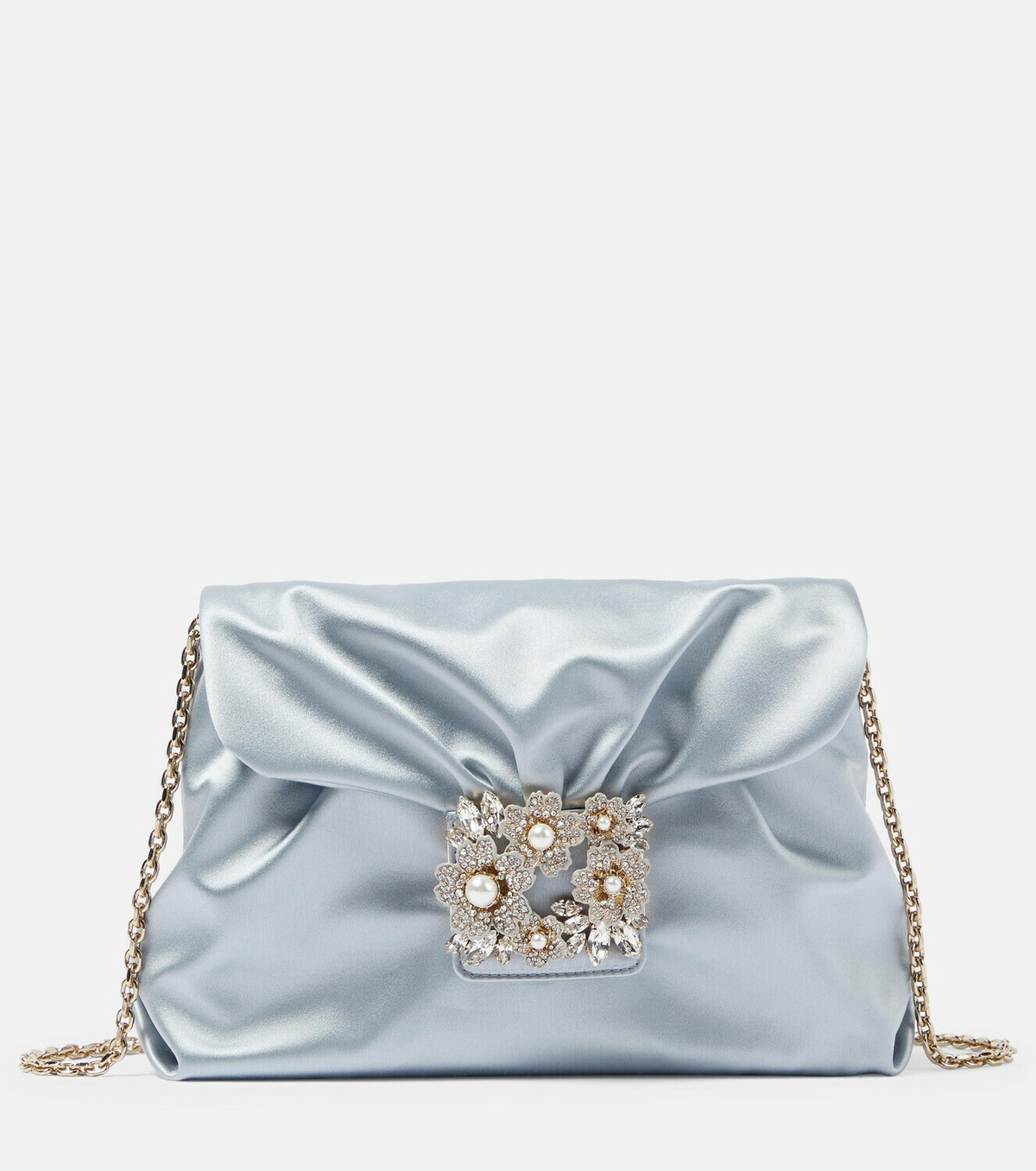 Roger Vivier RV Drapé Bouquet Mini satin clutch Roger Vivier